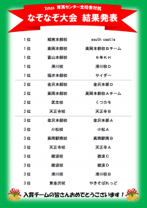 なぞなぞ大会結果発表 年末年始のお知らせ 富山育英センター